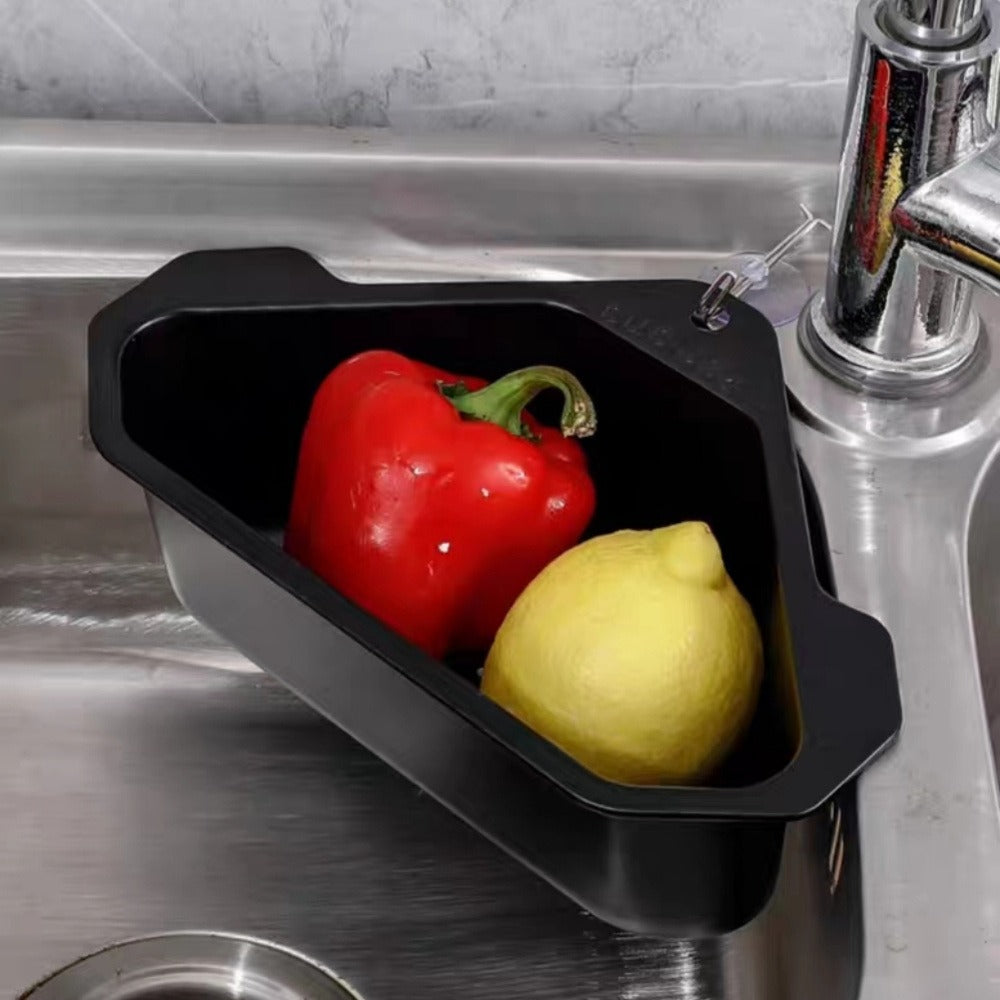 Kitchen Drain Strainer Basket 304 Stainless Steel Triangular Corner Sink Filter ¨C Food Scrap & Leftover Catcher for Kitchen Sink & Wash Basin, Rust-Proof Easy Clean Drain Basket Silver