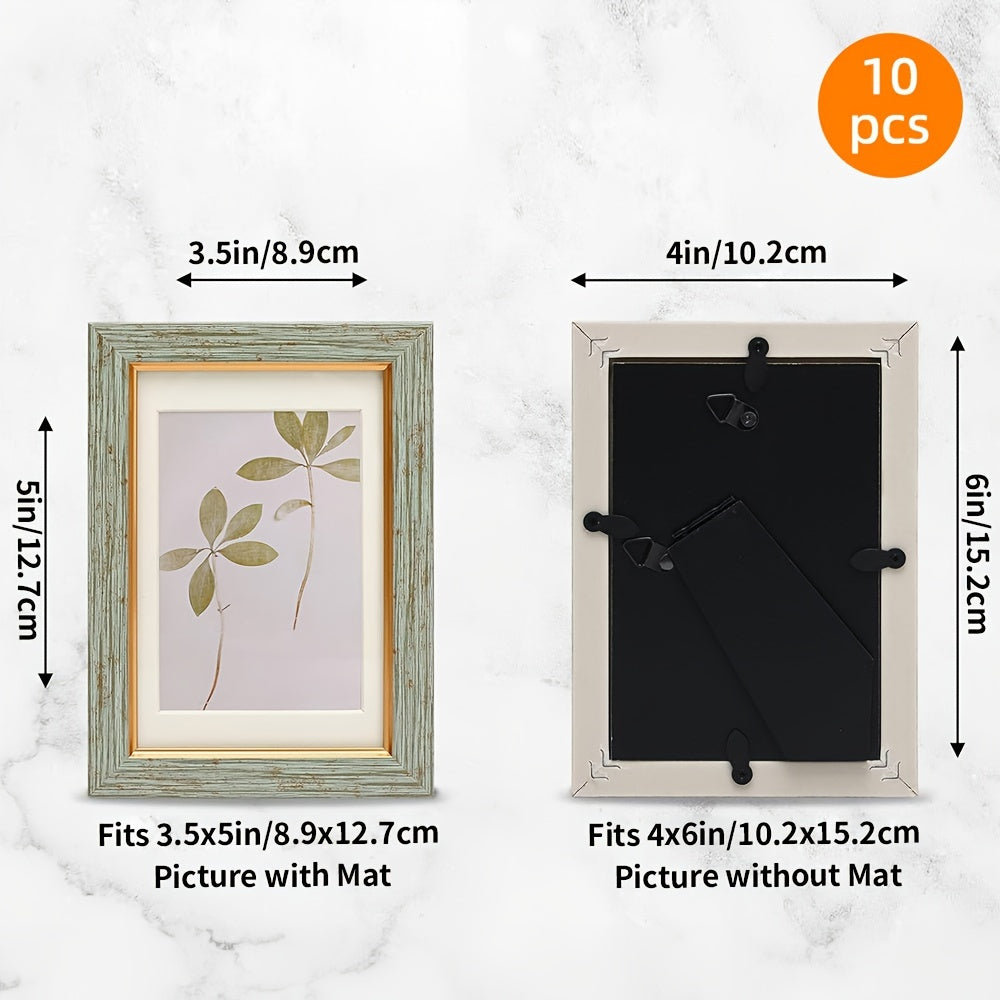 Vintage Photo Frames Set of 5/10, Rustic Retro Picture Frames 5x7 4x6 Inch with Tempered Glass, Wall & Tabletop Display Decorative Art Frames for Home Decor Halloween Christmas Gift