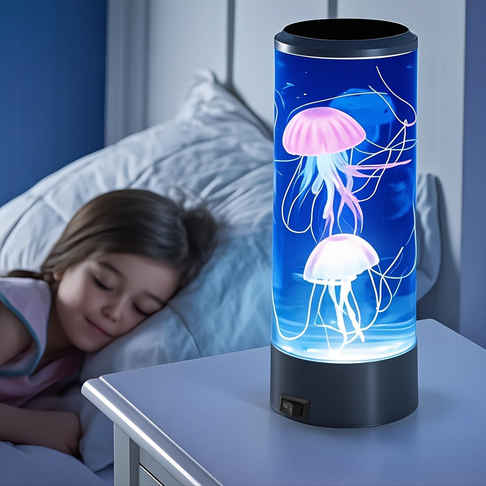 Jellyfish Lamp Deep Sea Atmosphere Night Light - Lifelike Color Changing LED Jellyfish Lava Lamp for Bedroom, Home Decor, Headboard, Easy Install, Soft Glow Nightlight Gift