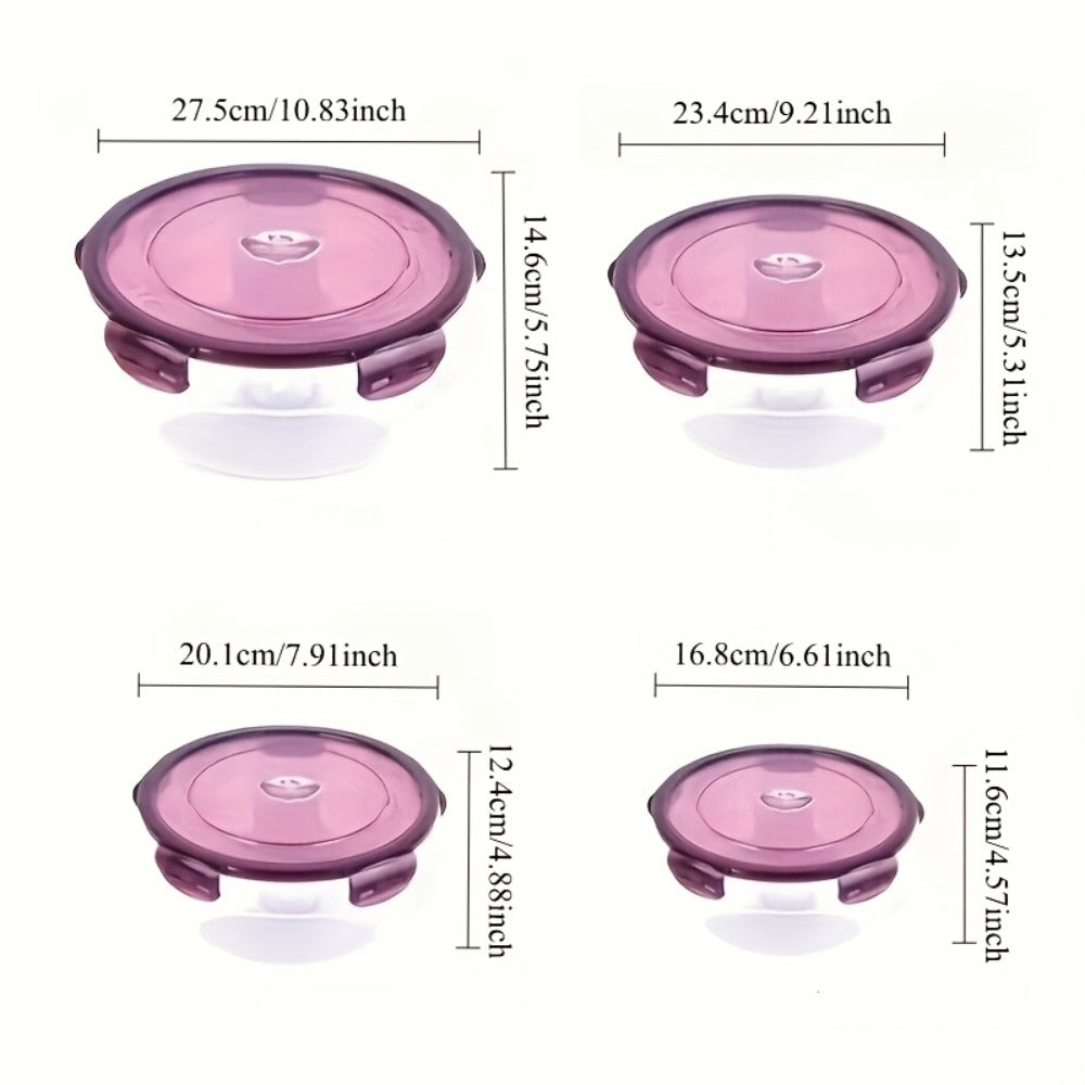 Refrigerator Storage Containers Large Capacity 3/4pcs Airtight - Keeps Fruit Vegetable Meat Egg Dumpling Fresh, Stackable Space-Saving Plastic Food Storage Boxes for Kitchen Fridge, Purple Green Blue Beige
