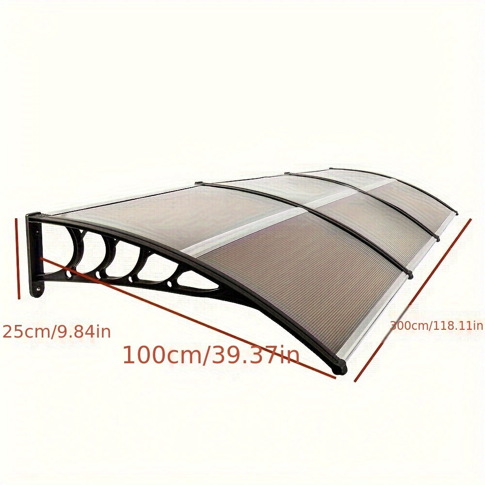 Door Window Awning Canopy 120x38 Inch Polycarbonate Rain Sun UV Snow Shield with Aluminum Bracket Easy Install Outdoor Porch Patio Entrance Shelter