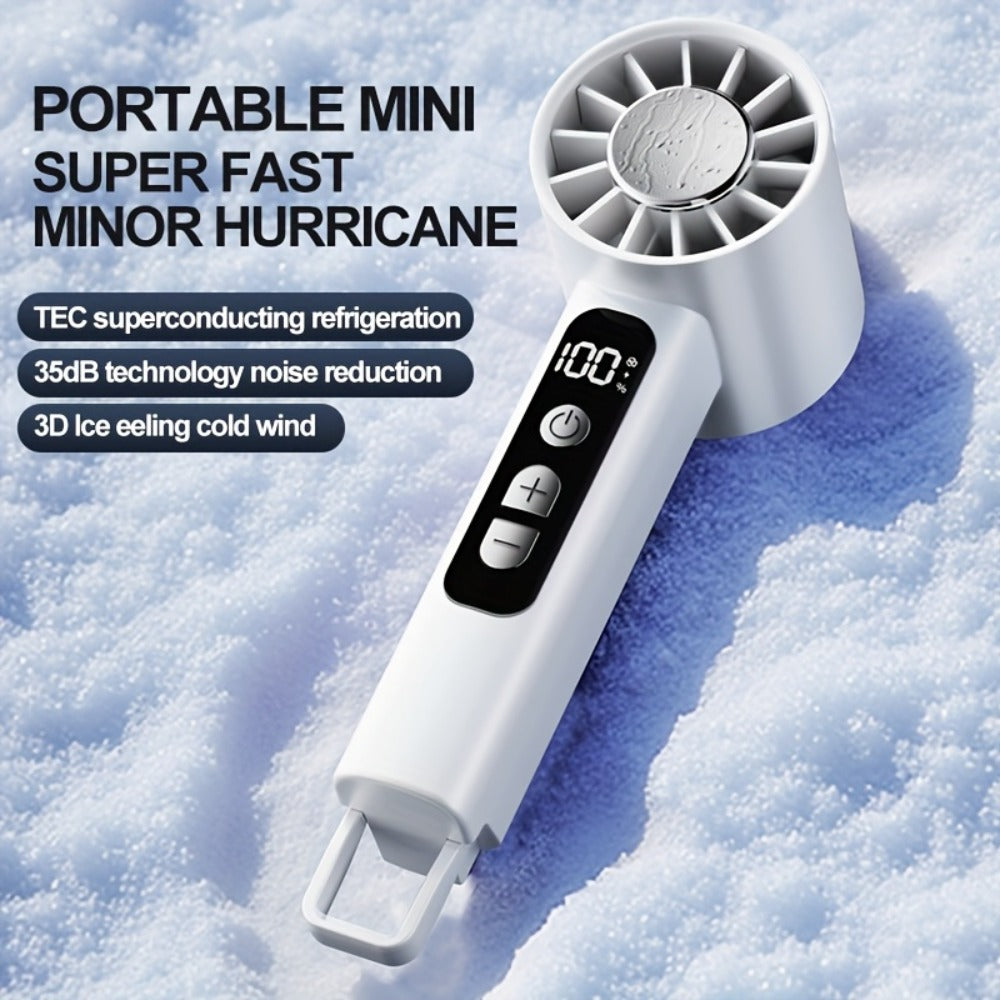 USB Rechargeable Handheld Fan 2 Pack Portable Mini Desktop Fan 1800mAh 1-100 Adjustable Wind Speed Display Lightweight for Summer Camping Travel Outdoor Indoor White Dark Gray