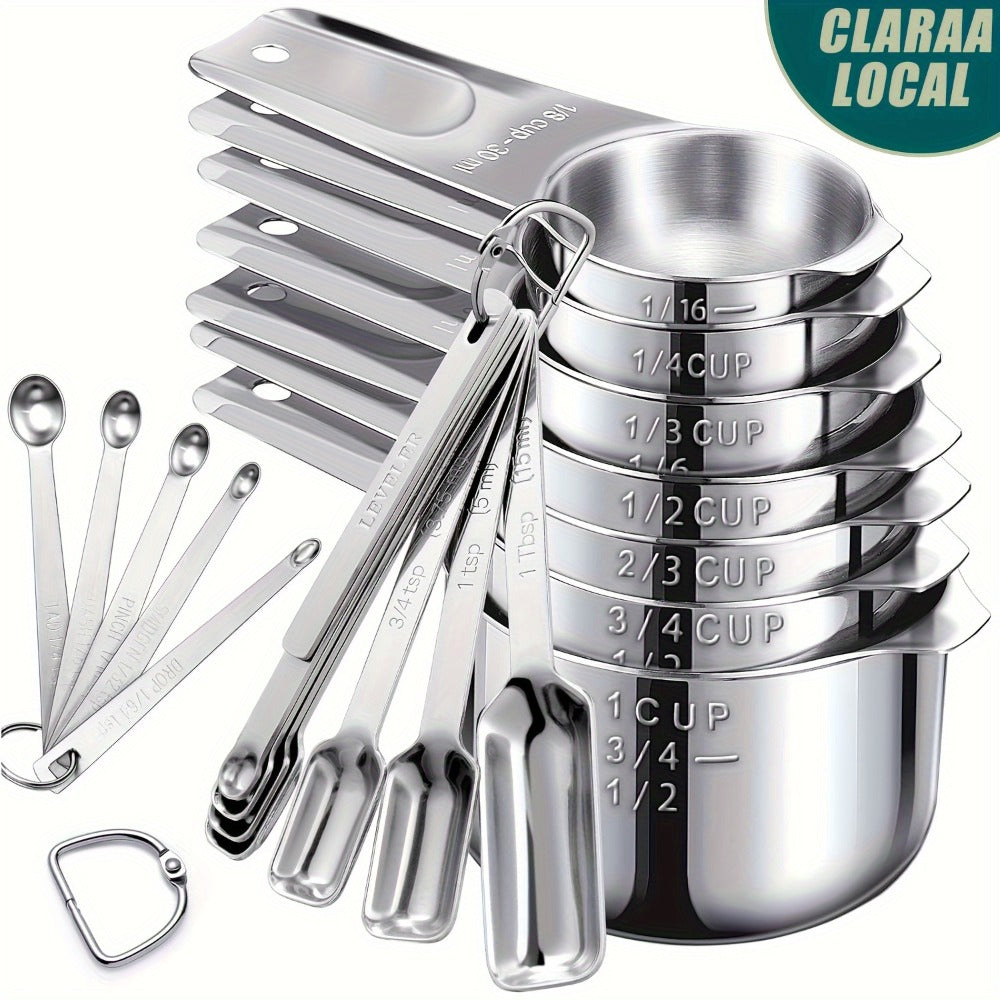 Measuring Cups and Spoons Set Stainless Steel 13-Piece 20-Piece with Leveler Dishwasher Safe Baking Measuring Set for Dry Wet Ingredients Kitchen Cooking Baking Gift