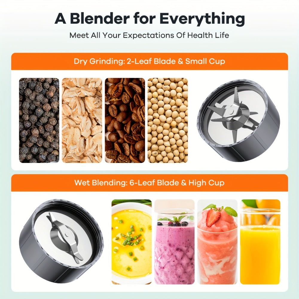 Personal Blender & Smoothie Maker 12-in-1 ¨C High-Powered Protein Shake Mixer, Multi-Function Grinder, BPA-Free with Portable Cup