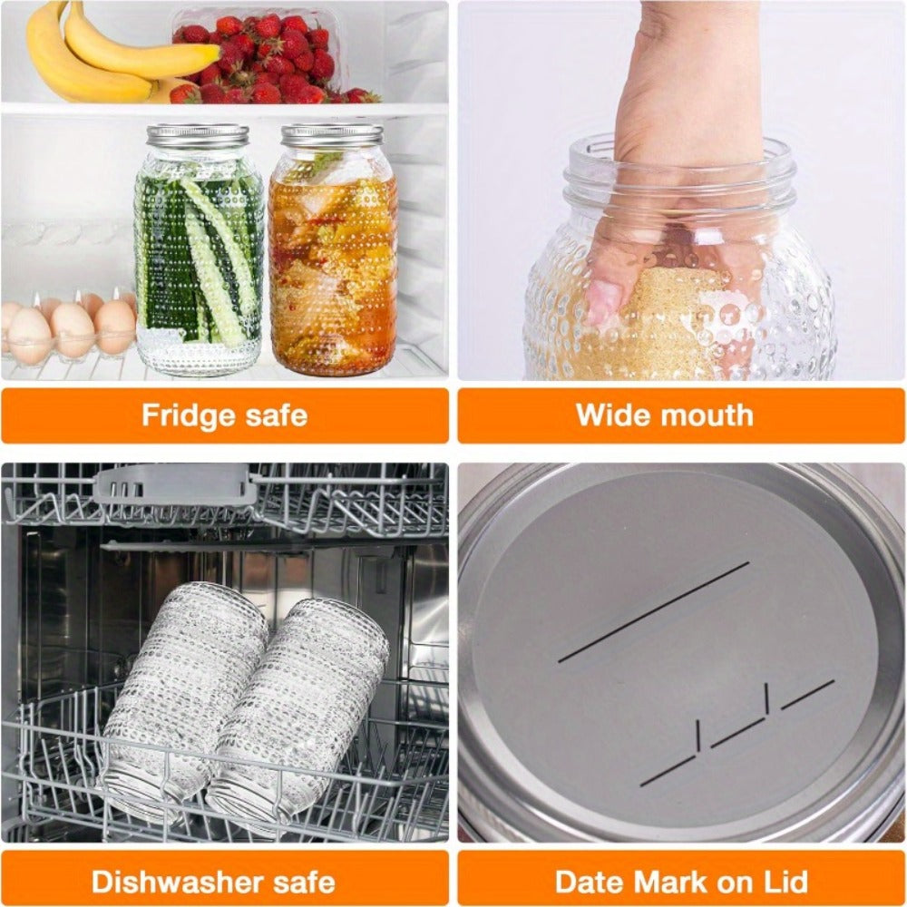 Mason Jars 64oz Wide Mouth with Lids 3 Pack Large Glass Canning Jars Airtight for Food Storage Meal Prep Pickling Salad Jam Centerpieces Vase Kitchen Pantry