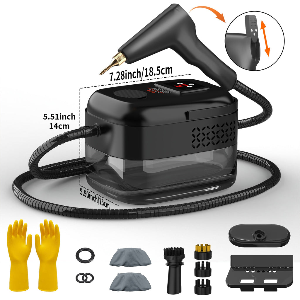 Carpet Steam Cleaner Handheld with LCD Display 1200ml Tank Gear Switch High Temperature for Kitchen Sofa Floor Tile Grout Home