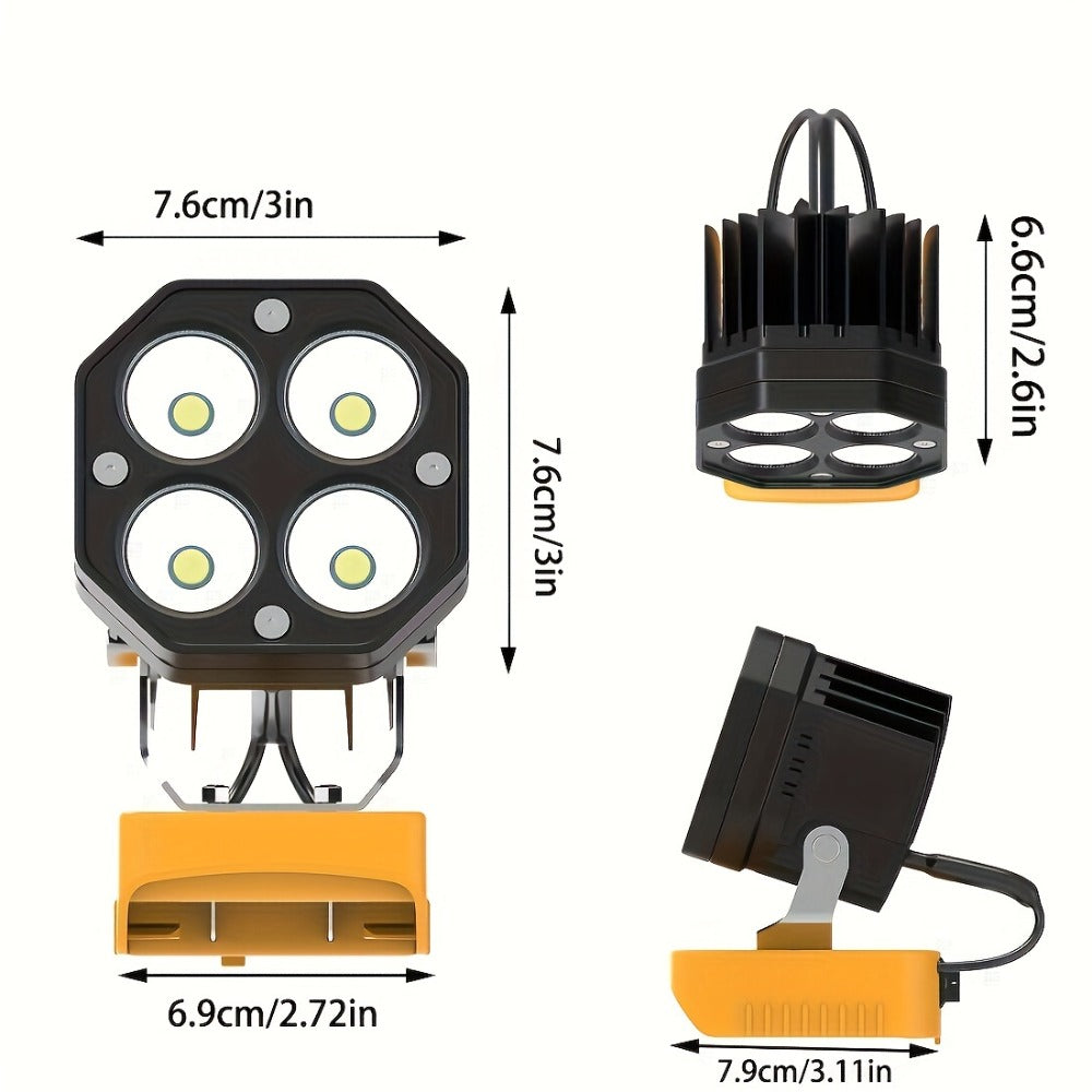 Four-Leaf Clover LED Work Light Compatible with DeWalt 20V Battery ¨C Portable Cordless Job Site Lamp with Built-In Switch for Workshop, Camping & Emergency Lighting