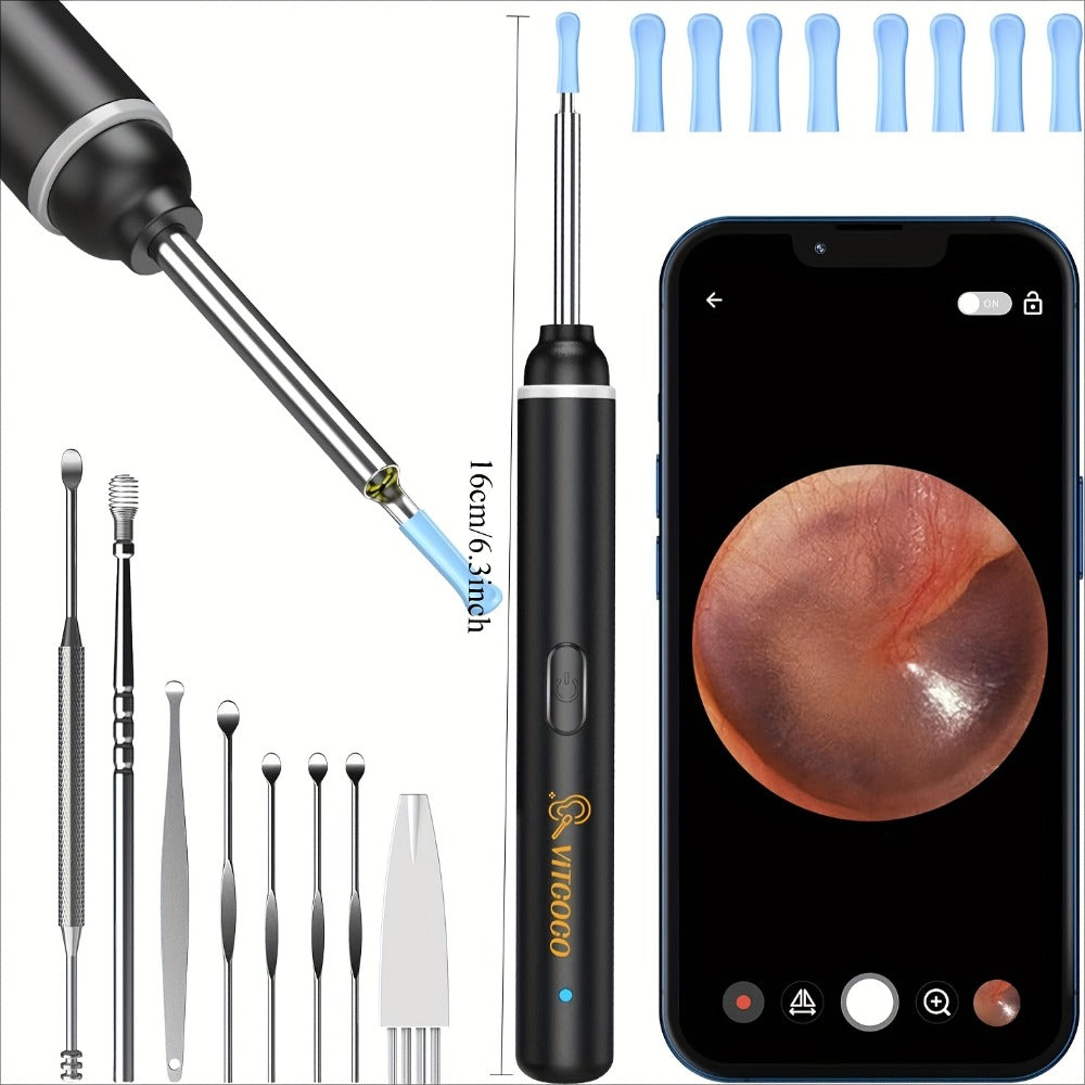 Wireless Ear Camera Ear Wax Removal Kit 1080P HD 6-LED ¨C App-Controlled Visual Ear Cleaner for Adults and Pets, Compatible with All Smartphones, Multiple Cleaning Heads, Portable Ear Scoop Tool