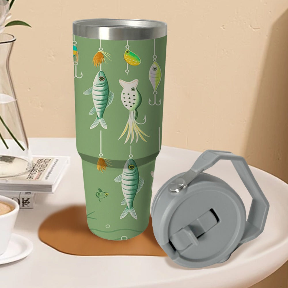Insulated Travel Mug 30oz with Handle & Straw Stainless Steel Coffee Tote Tumbler Keeps Hot Cold Drinks Gift for Women Mom Wife Birthday Graduation Father's Day