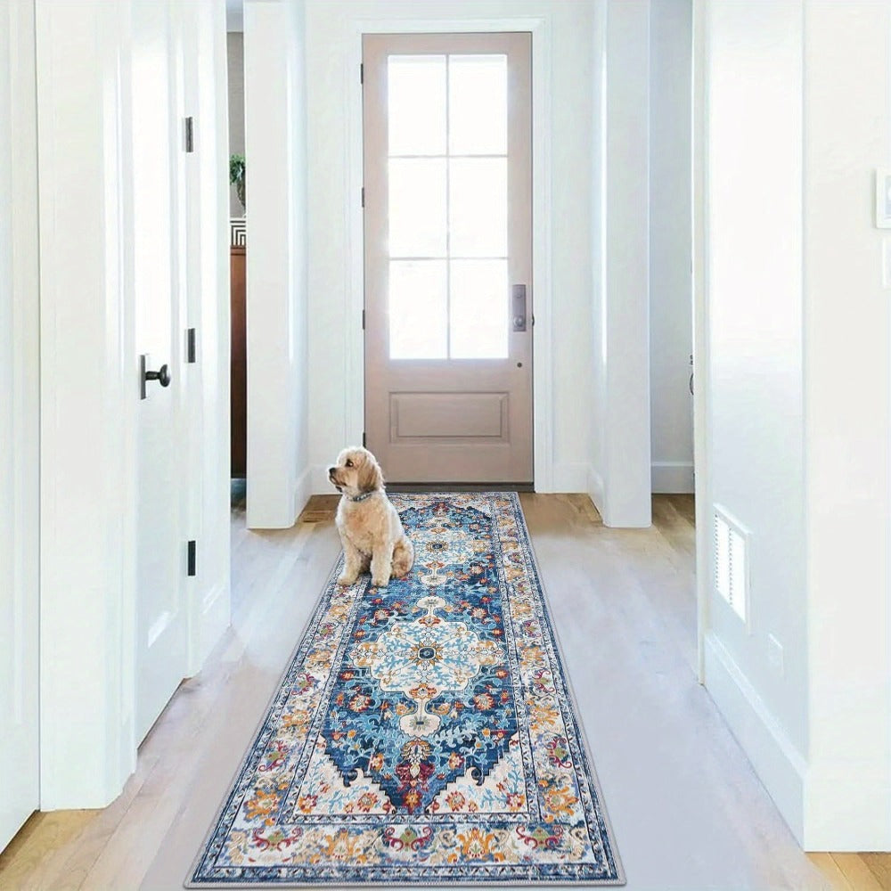 Runner Rug Boho Hallway Rug Machine Washable Non-Slip Vintage Farmhouse Accent Area Rug for Entryway Kitchen Living Room Bedroom Laundry Room - 2x6 2x8 2x10 Carpet Mat
