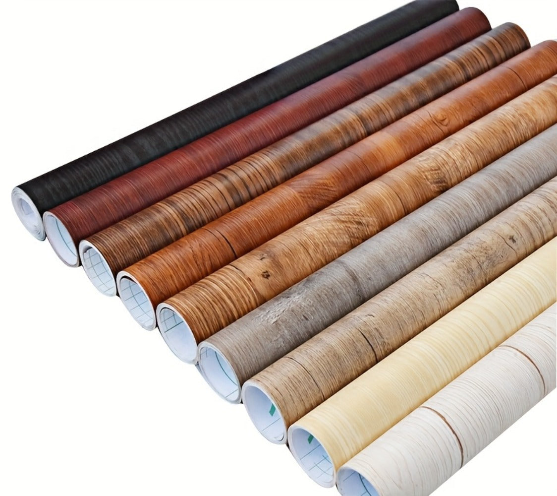 Wood Grain Floor Sticker Roll Peel & Stick Self-Adhesive Non-Slip Thickened Vinyl ¨C Vintage DIY Flooring for Walls, Floors, Desks & Door Panels
