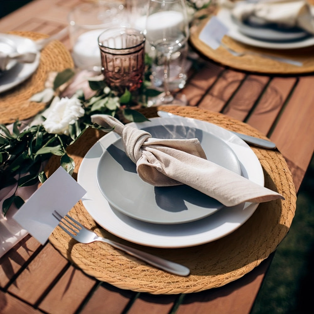 Bohemian Placemats Set 10/30pcs with Holders, 12-Inch Vintage Woven Table Mats for Wedding, Party & Everyday Dining