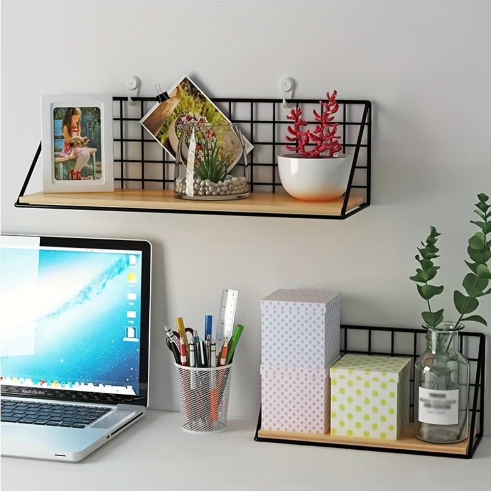 Metal Floating Wall Shelf ¨C No Drill Wall Mounted Storage Rack for Bathroom, Living Room & Bedroom, Minimalist Iron Wall Organizer Shelf Decor