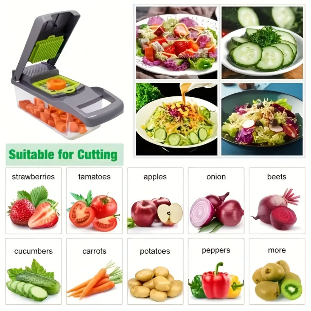 Vegetable Chopper Multifunctional Food Slicer Dicer Cutter 8 Blades Kitchen Tool Set