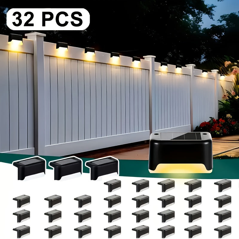 Solar Powered LED Deck Lights ¨C Auto On/Off Outdoor Step Lights for Stairs, Fence, Pathway & Patio, 12-Hour Continuous Lighting, Weatherproof Solar Stair Lights for Garden, Yard & Commercial Use