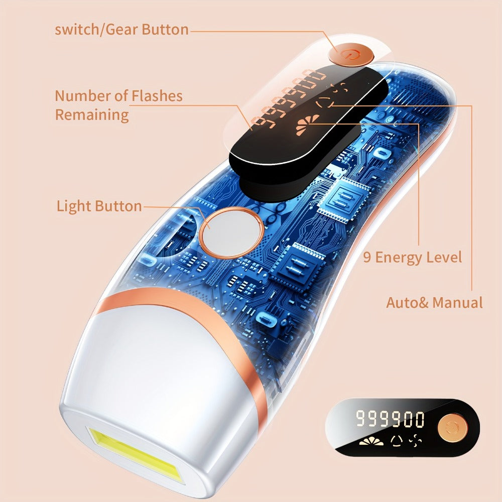 IPL Hair Removal Device for Women & Men, 999,000 Flashes Permanent Hair Remover with 3 Functions (HR/SC/RA), 9 Energy Levels, 2 Light Modes, Full Body Use ¨C Face, Legs, Bikini, Underarms