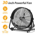 Industrial Drum Fan High Velocity Floor Fan 24 30 Inch | 3-Speed Heavy Duty Metal Air Circulator 360 Tilt Casters ETL Listed | Powerful Warehouse Garage Workshop Patio Commercial Fan | Black Orange Green