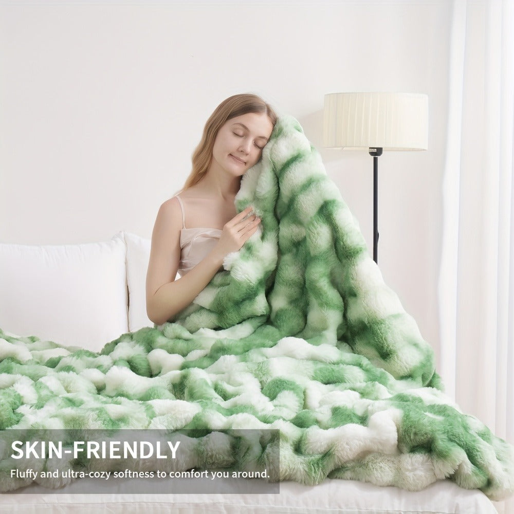 Faux Rabbit Fur Fluffy Blanket ¨C Thick Warm Soft Plush Throw for Bed & Living Room, Luxury Furry Blanket, 8 Colors, 4 Sizes