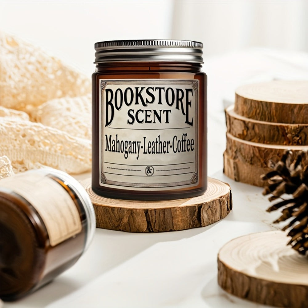 Scented Soy Candle Bookstore Aroma - Long Burning Book Lover Candle Gift for Home Decor, Relaxation, Mother's Day & Teacher Appreciation