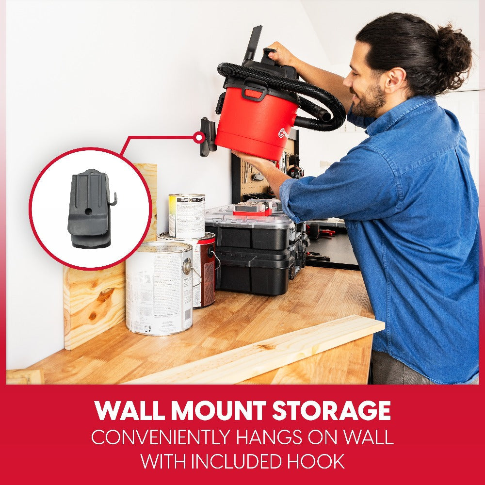 Wet Dry Vacuum Cleaner 2.5 Gallon Shop Vac ¨C Vacmaster 2 Peak HP with Blower Function, Wall Mount & On-Board Storage for Garage, Car, Workshop, Home