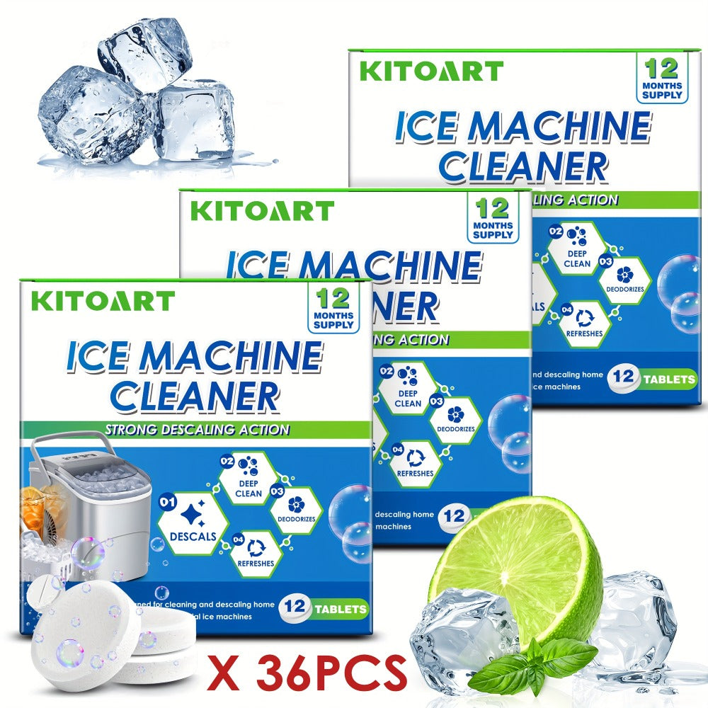 Ice Maker Cleaning Tablets Descaler 12/24/36 Pack, Food Grade Citric Acid Ice Machine Cleaner for Countertop Portable Commercial Ice Makers, Deep Clean Deodorize Remove Limescale