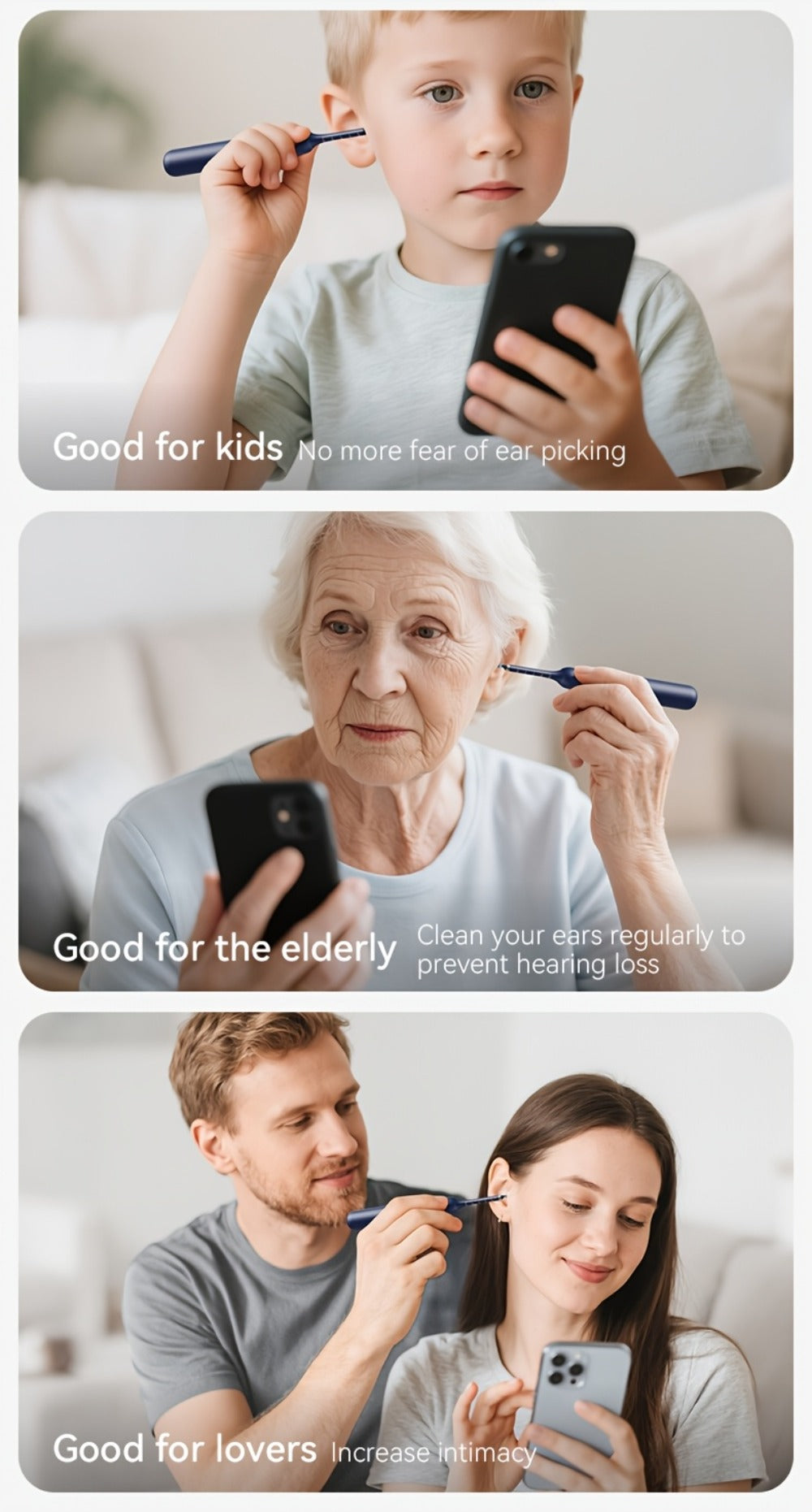 Upgraded 1080P Ear Wax Removal Tool with Camera & Storage Case ¨C LED Light, iOS & Android Compatible, Complete Ear Cleaning Kit, Holiday & Birthday Gift for Whole Family