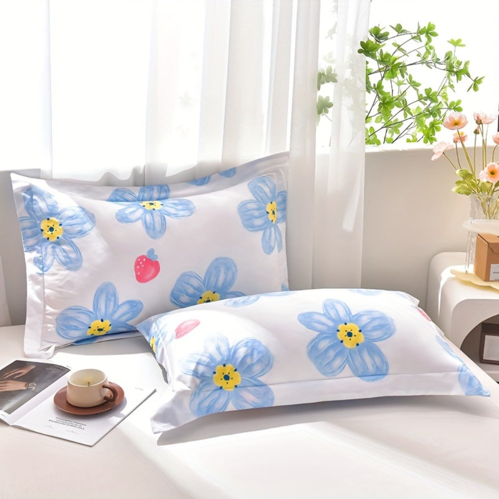 Quilt Set 3 Piece Summer Cooling ¨C Floral Printed Thin Comforter with 2 Pillowcases, Soft Skin-Friendly Bedding for Twin Full Queen King, All Season Lightweight Blanket for Bedroom Hotel Guest Room