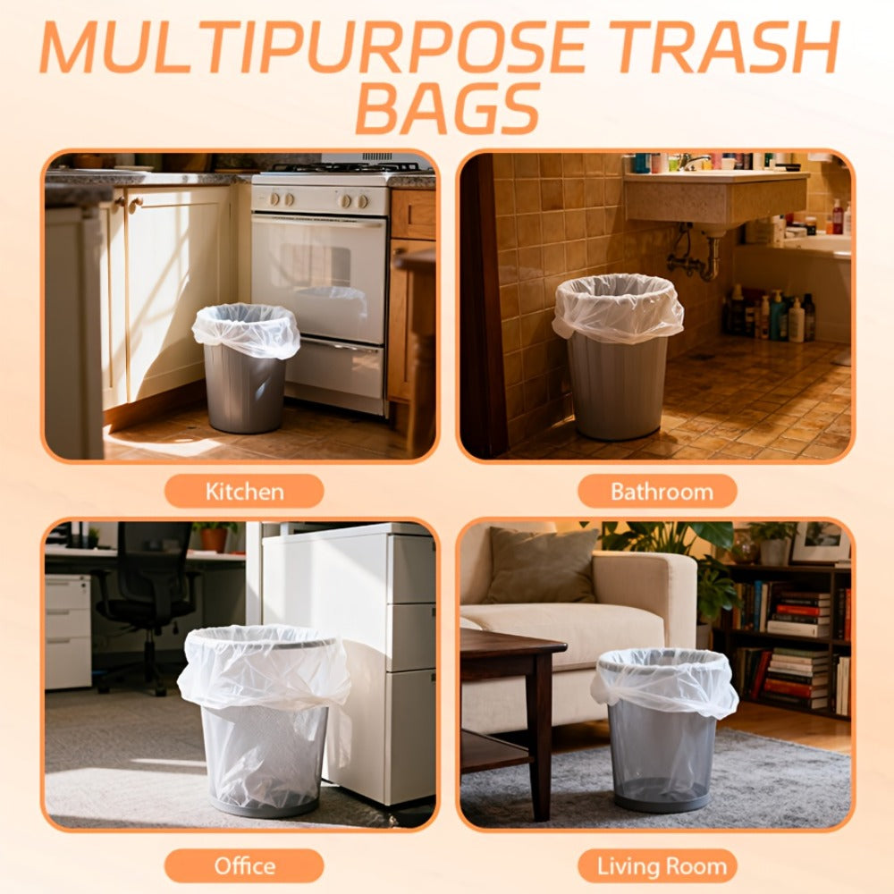 13 Gallon White Roll Garbage Bags Leak Proof Large Capacity Kitchen Trash Bags for Kitchen Living Room Bathroom Waste Bin 26 Count 62 Count 104 Count