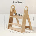 Foldable Step Stool Non-Slip Double-Tier with Handle Portable Toilet Training Stool for Bathroom Kitchen Bedroom Countertop Sink Kids Adults Natural Wood Finish Sturdy Step Ladder