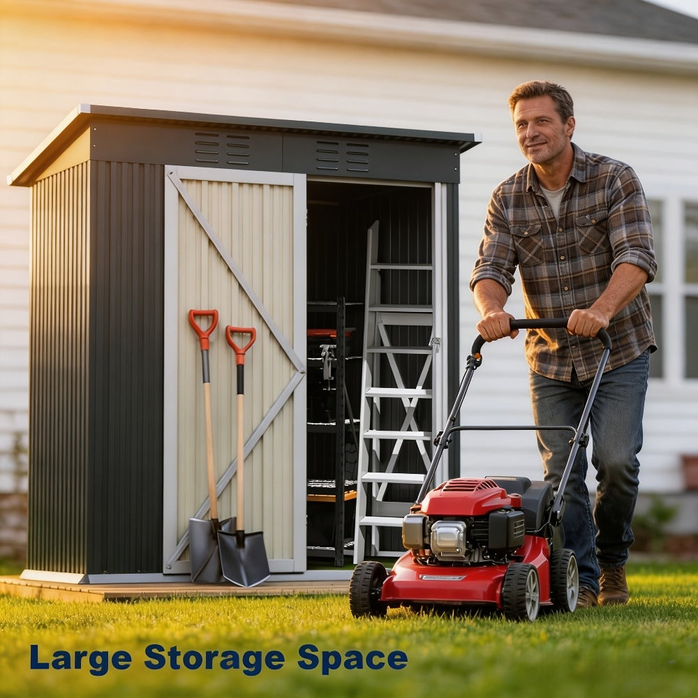 Outdoor Storage Shed 5x3ft Metal Garden Shed for Outside Tool Storage & Organization, Waterproof Backyard Storage House