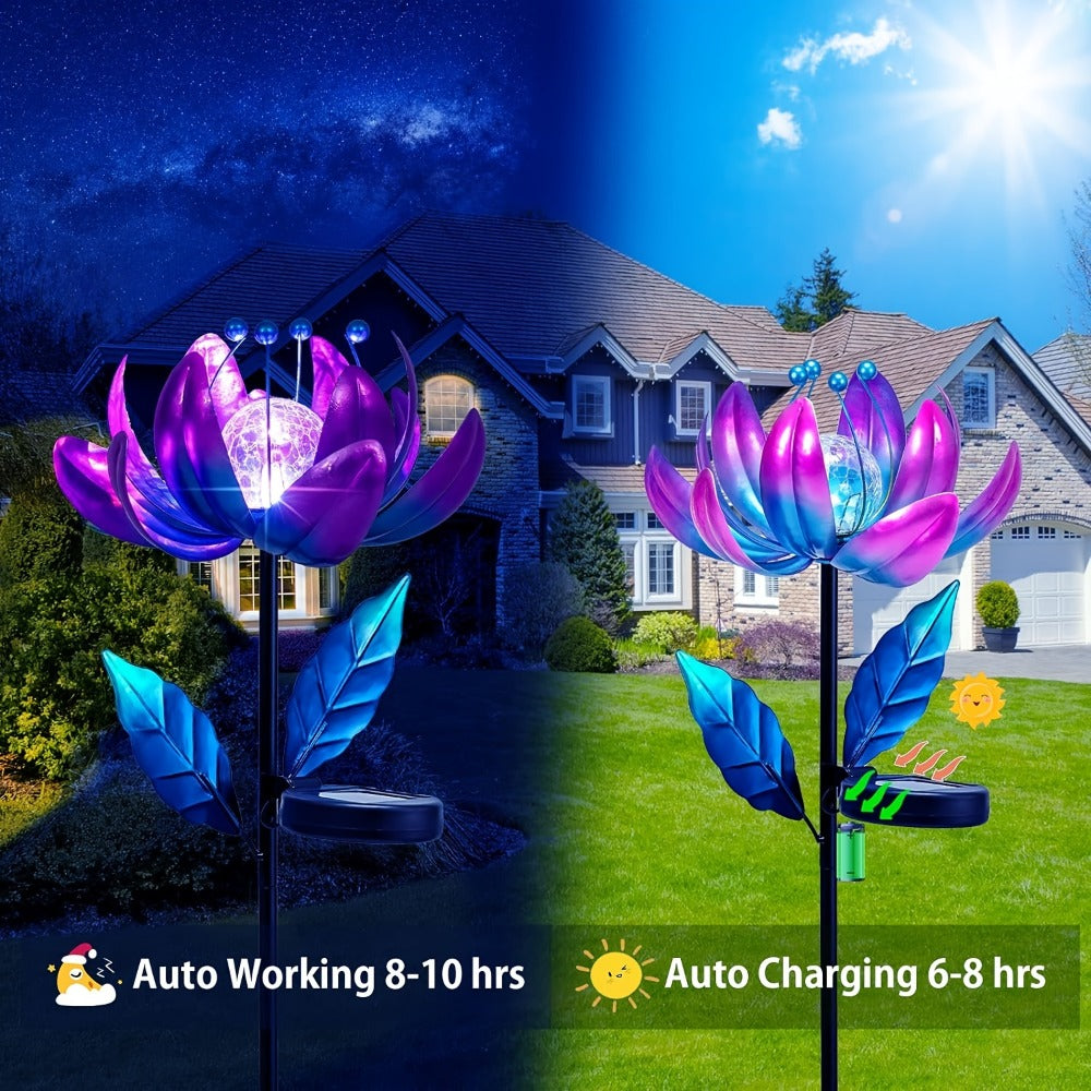 Solar Outdoor Windmill Light Rotating Garden Stake | Color Changing LED | Waterproof Solar Garden Light | Spinning Windmill Lamp for Patio Lawn Yard Pathway Decoration | Purple Blue