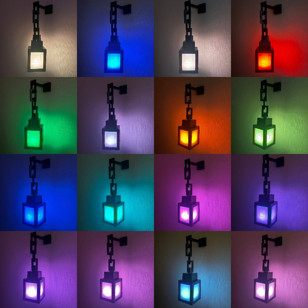 Pixel Lantern Night Light 16 RGB Colors USB Rechargeable Remote Control Wall Mounted Ambient Mood Light Bedside Lamp for Gaming Room Bedroom Kids Room Halloween Christmas Birthday Gift Decor