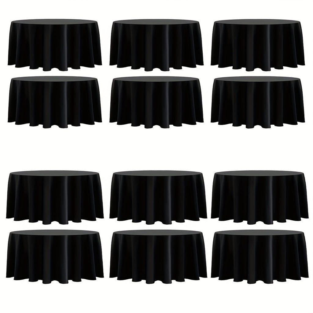 120 Inch Round Tablecloth Bulk Pack ¨C Wrinkle-Free Table Cover for Wedding, Party, Christmas & Halloween, Black or White (6/12/18 Pack)