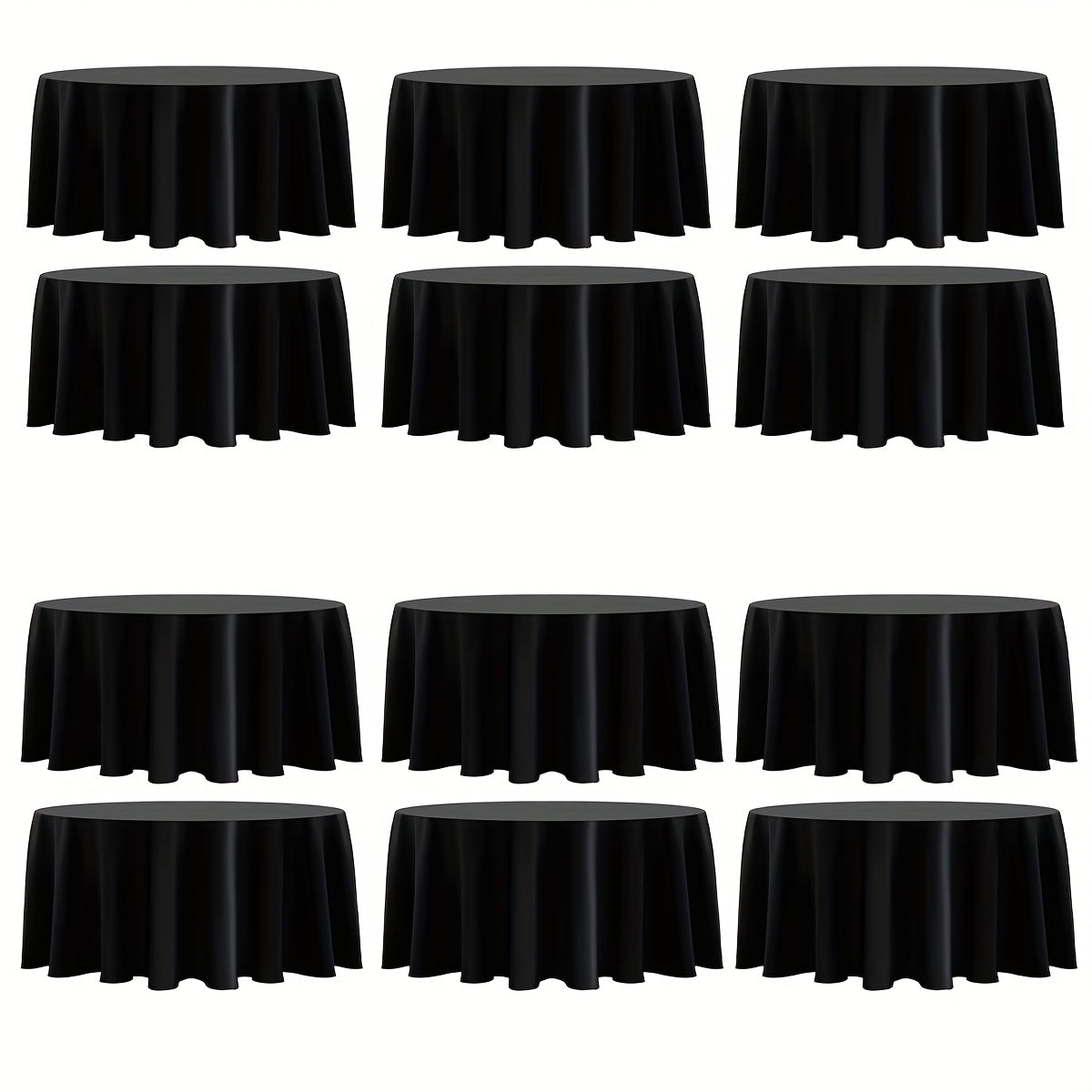 120 Inch Round Tablecloth Bulk Pack ¨C Wrinkle-Free Table Cover for Wedding, Party, Christmas & Halloween, Black or White (6/12/18 Pack)