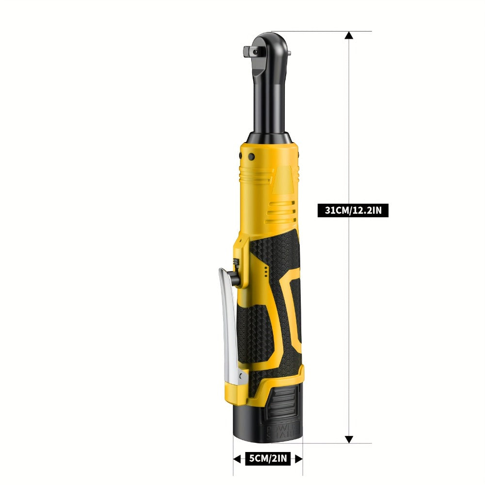 Cordless Electric Ratchet Wrench Set 3/8 inch Variable Speed Trigger Ergonomic Grip 9 Sockets Lithium-Ion Battery Powered for Car Repair Automotive Maintenance Home DIY Yellow 1 or 2 Battery Pack