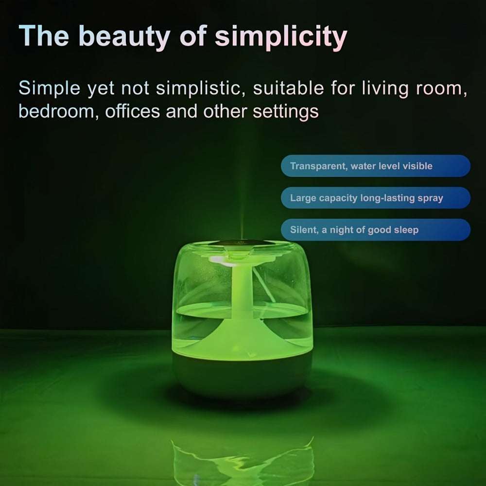 USB Humidifier with 7-Color Night Light ¨C Silent 26dB Double Mist Visible Water Tank 24-Hour Runtime for Bedroom Living Room Office Desktop Home Decor Gift
