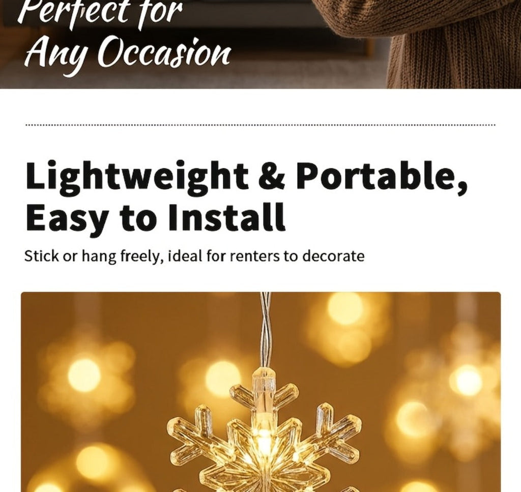 Mini LED String Lights Christmas Snowflake & Star Tree Shapes, 10-Pack USB Powered Fairy Lights 118 Inch, Indoor Holiday Decoration for Bedroom Window Curtain Wall Door Living Room Party Decor