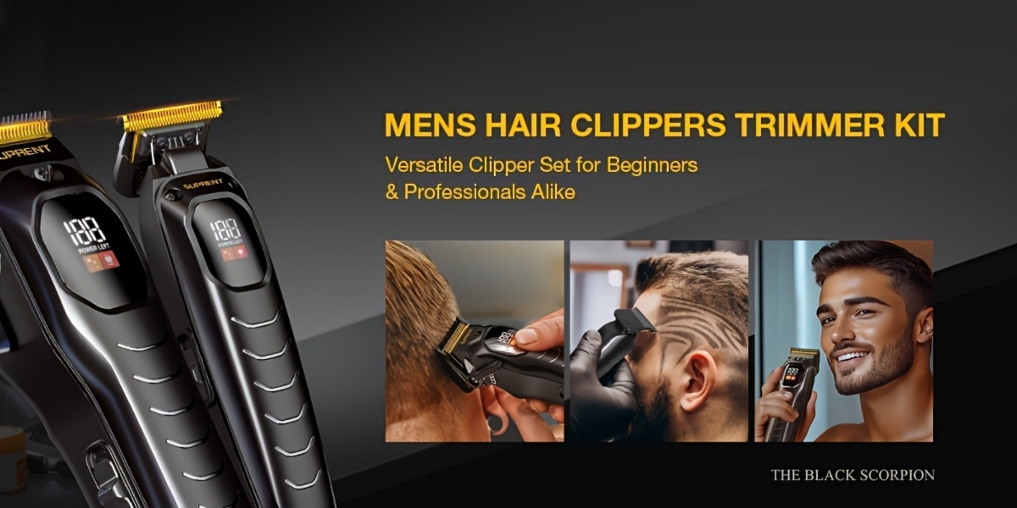 Hair Clippers & Beard Trimmer Set for Men - SUPRENT Professional Cordless Grooming Kit with T-Blade Trimmer, 6000RPM Quiet Motor, LED Display, 6 Guide Combs, Type-C Charging, Home & Barber Use