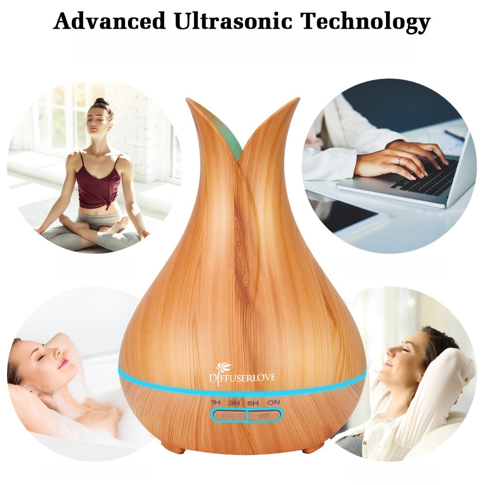 Large Capacity Aroma Diffuser 13.53oz ¨C Includes 8 Essential Oils, Multi-Color LED Lights & 3 Timer Settings, Ultra-Quiet Essential Oil Diffuser for Home, Bedroom, Office & Living Room