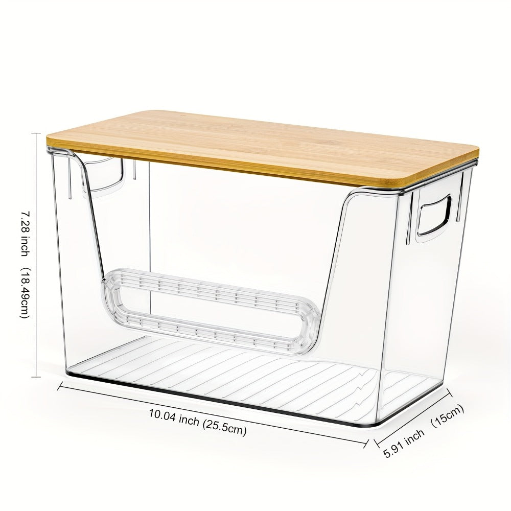 Clear Acrylic Trash Bag Dispenser Stackable with Bamboo Lid Extra Large Kitchen Organizer for Under Sink Laundry Room Pantry Holds 13 30 33 Gallon Bags 1 2 or 4 Pack