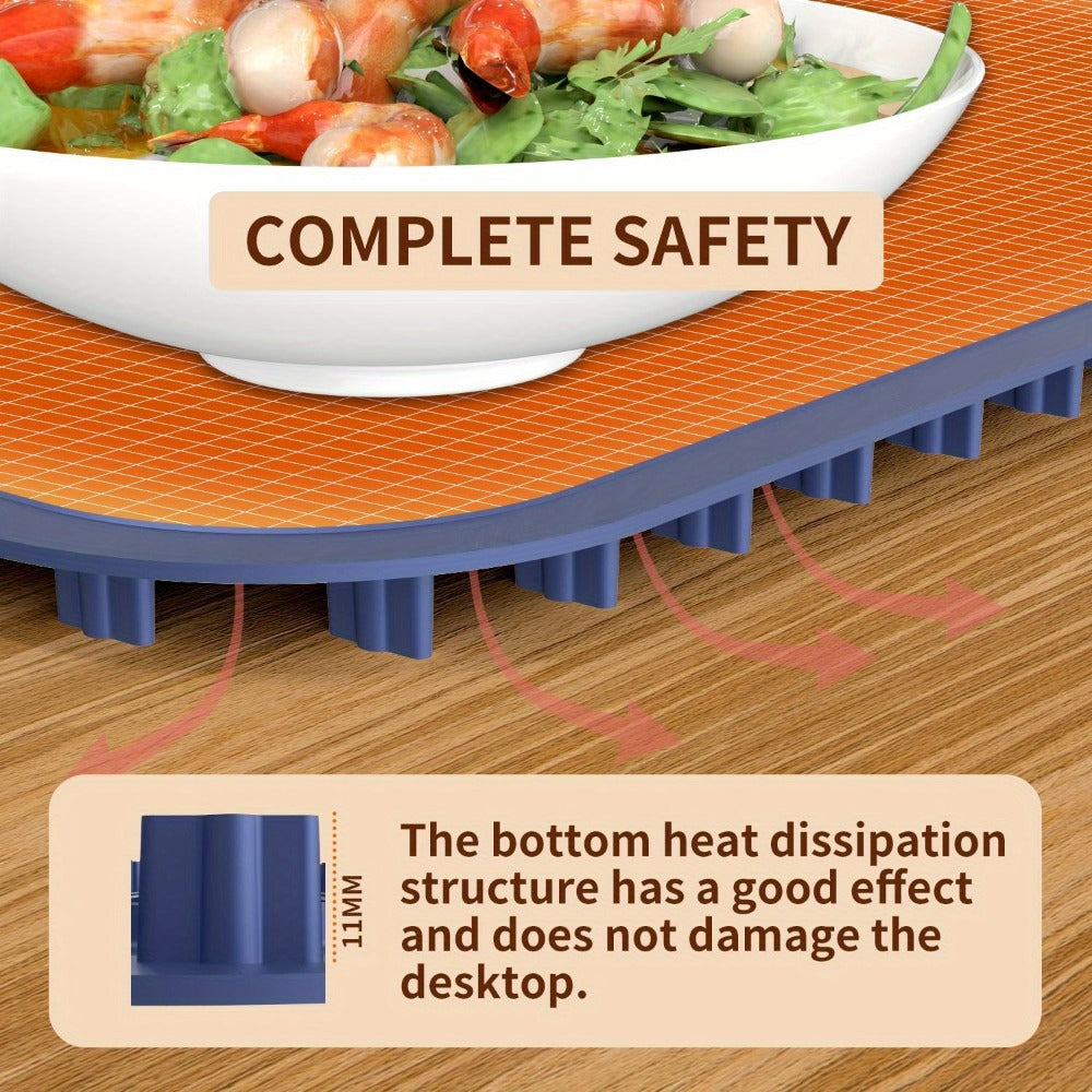 Electric Food Warming Mat with 6 Temperature Levels & 6-Hour Timer ¨C Full Surface Roll-Up Heating Tray for Holiday Parties Buffets Dining Table Keeps Food Warm Blue Beige