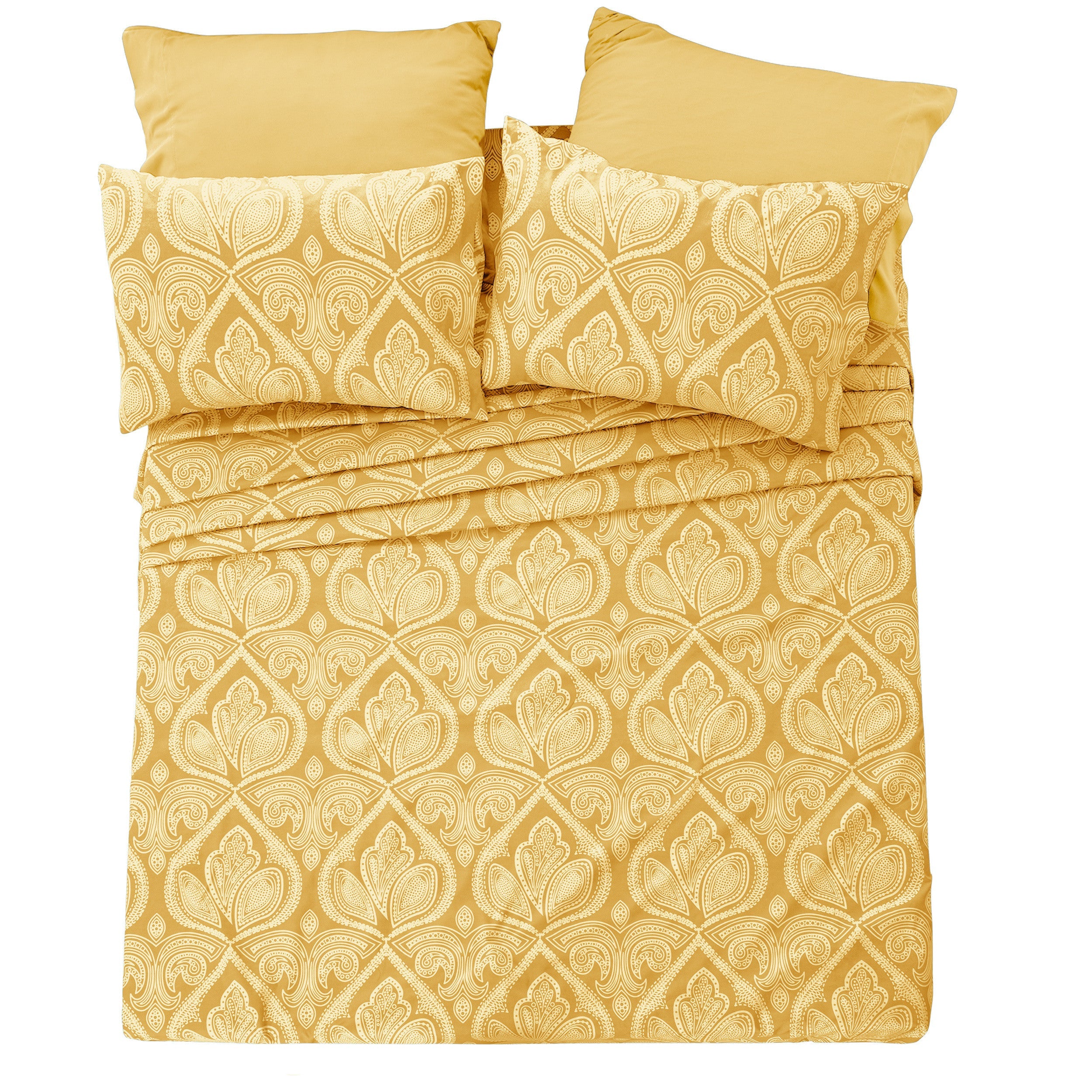 Paisley Bed Sheet Set 6-Piece Soft Brushed Microfiber Deep Pocket Fitted Sheet Wrinkle Free All-Season Comfort
