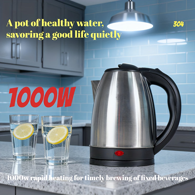 Electric Kettle Stainless Steel 2L Large Capacity - 1000W Fast Boiling Water Kettle with Seamless Interior Safe Odor-Free Design for Family Kitchen Gatherings 67.63oz Black