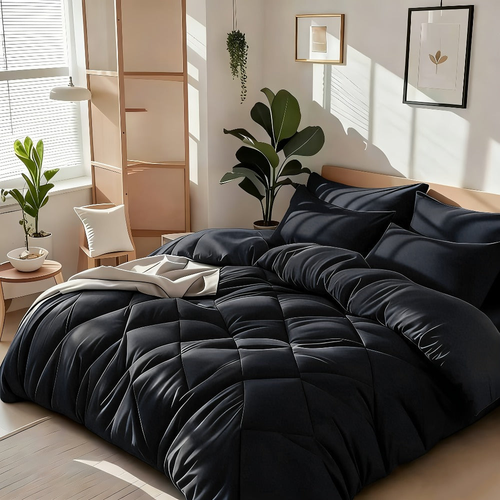 Cooling Comforter Set 2/3 Pcs ¨C Soft Fluffy Microfiber Lightweight Breathable Quilt, Rhombus Grid Solid Color Bedding for All Seasons, Twin Queen King ¨C Multiple Colors Available