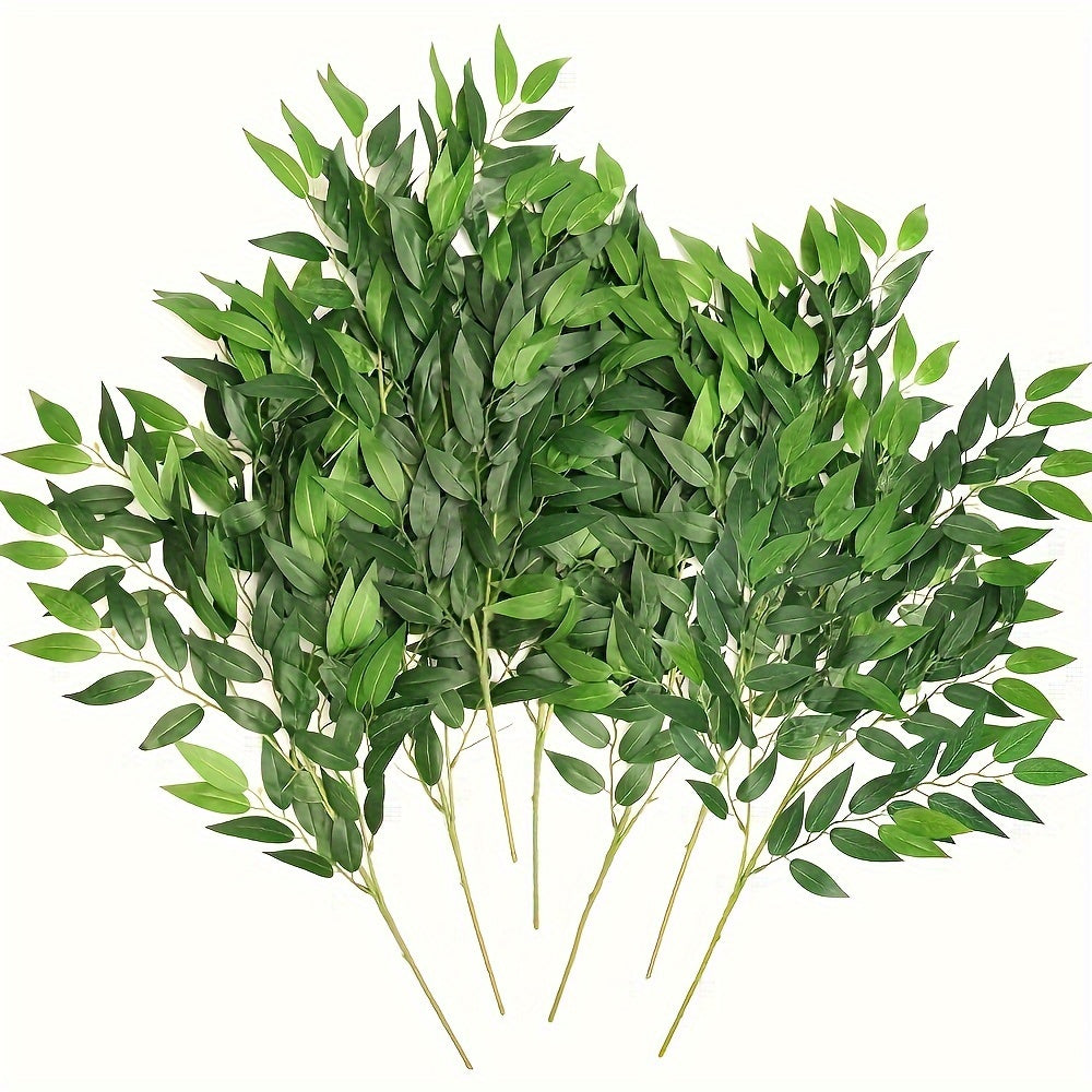 Artificial Italian Ruscus Greenery Stems 27.6¡± ¨C Faux Green Leaf Spray for Wedding Arch, Bouquet Filler, Table Centerpiece & Home Decor | Realistic Thick Foliage | 16, 24 or 32 Stems