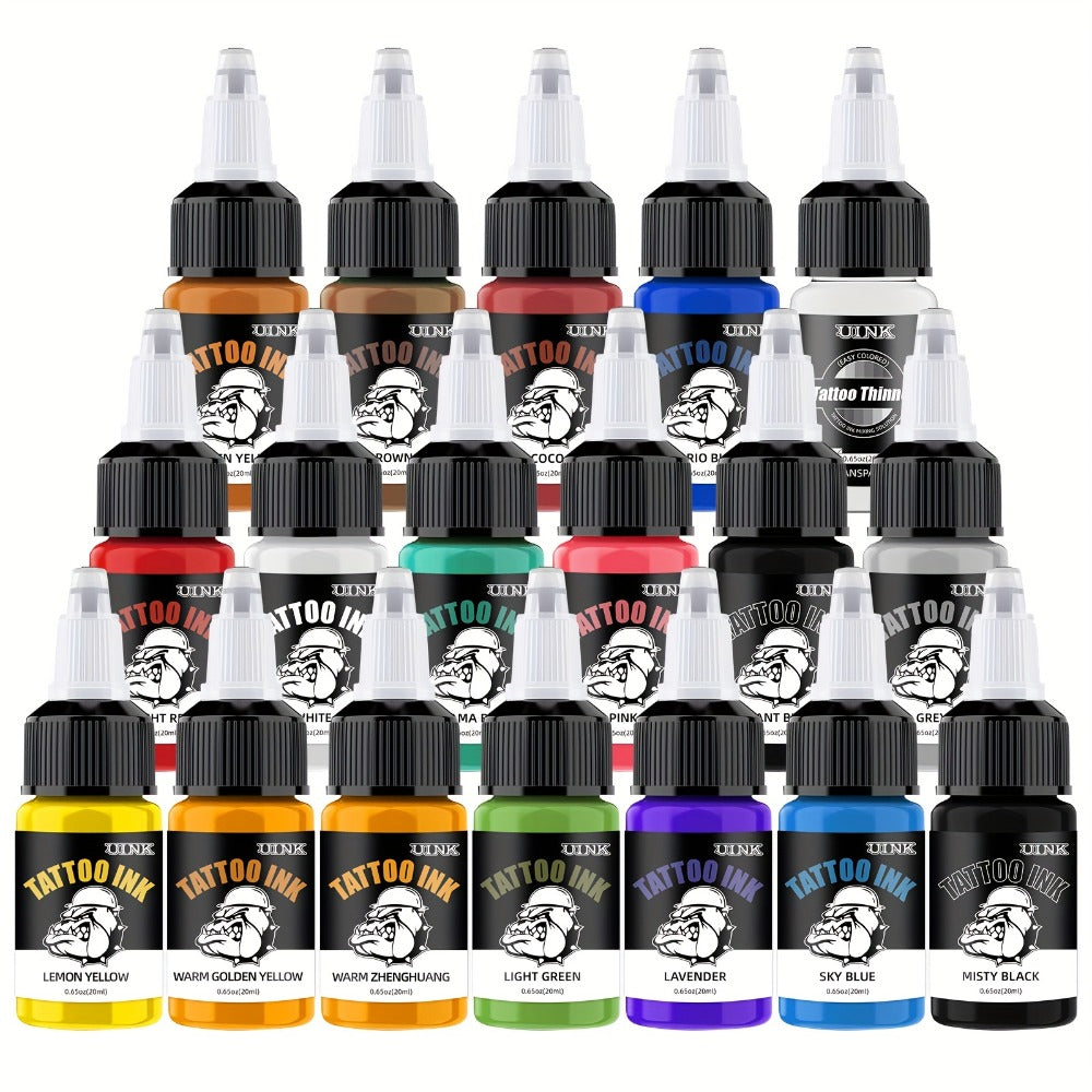Tattoo Ink Set Professional 7 & 18 Colors 20ml Large Bottle Tattoo Cartridge Ink Kit for All Tattoo Styles Vivid Colors Long Lasting Safe Formula for Beginners & Artists