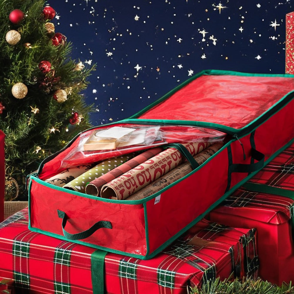 40-Inch Waterproof Holiday Storage Bag - Large Underbed Organizer with Zipper, Interior Pockets & Dustproof Cover for Christmas Decorations, Gift Wrap & Seasonal Items