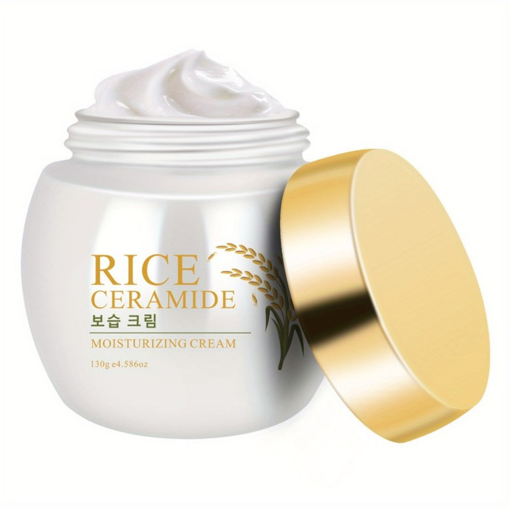 Rice Ceramide Moisturizing Face Cream 4.586oz - Deep Hydration with Rice Extract, Hyaluronic Acid & Ceramide | 24-Hour Nourishment | Day & Night | Dry & Sensitive Skin