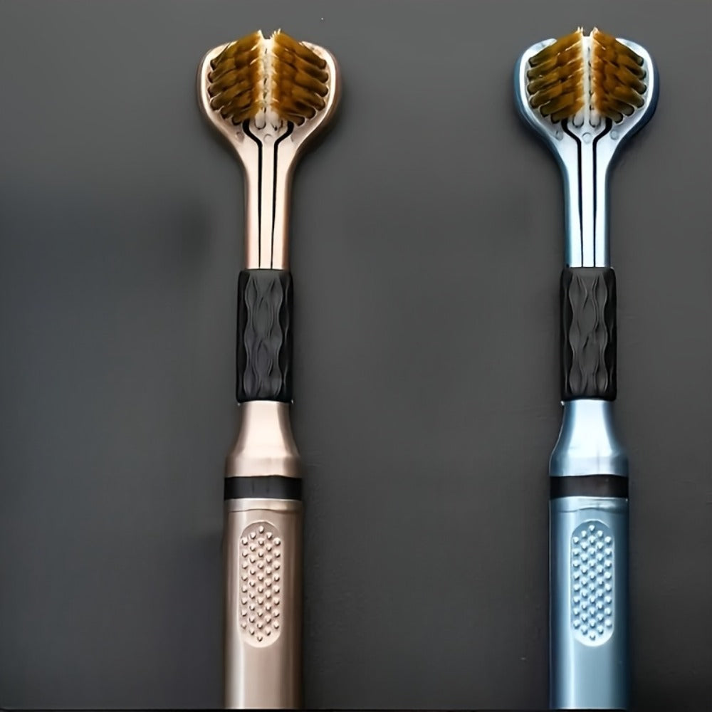 360 Toothbrush 2-Pack ¨C Three-Head Design with Soft & Hard Nylon Bristles, 360¡ã Cleaning, Tongue Coating Removal, Seamless Design for Braces, Bridges & Implants, Fresh Breath Oral Health Care