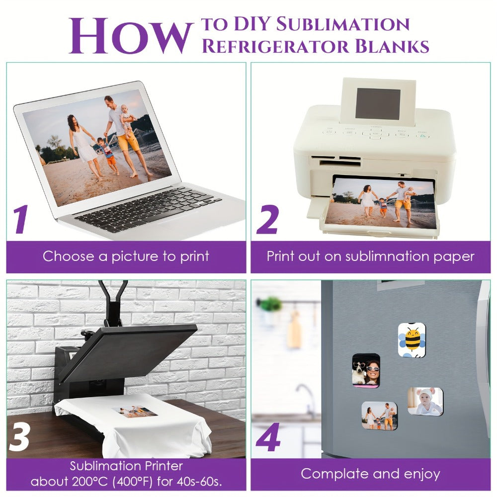 Sublimation Magnet Blanks 96 Pcs Blank Refrigerator Magnets for DIY Crafts ¨C 48 Square & 48 Rectangle Fridge Magnets for Kitchen Office Home Decor Gifts 2.8x2 Inch